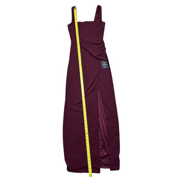 NWT Lulus Glamorous Disposition Burgundy Ruched Maxi Dress XS Formal Gown - Picture 6 of 10